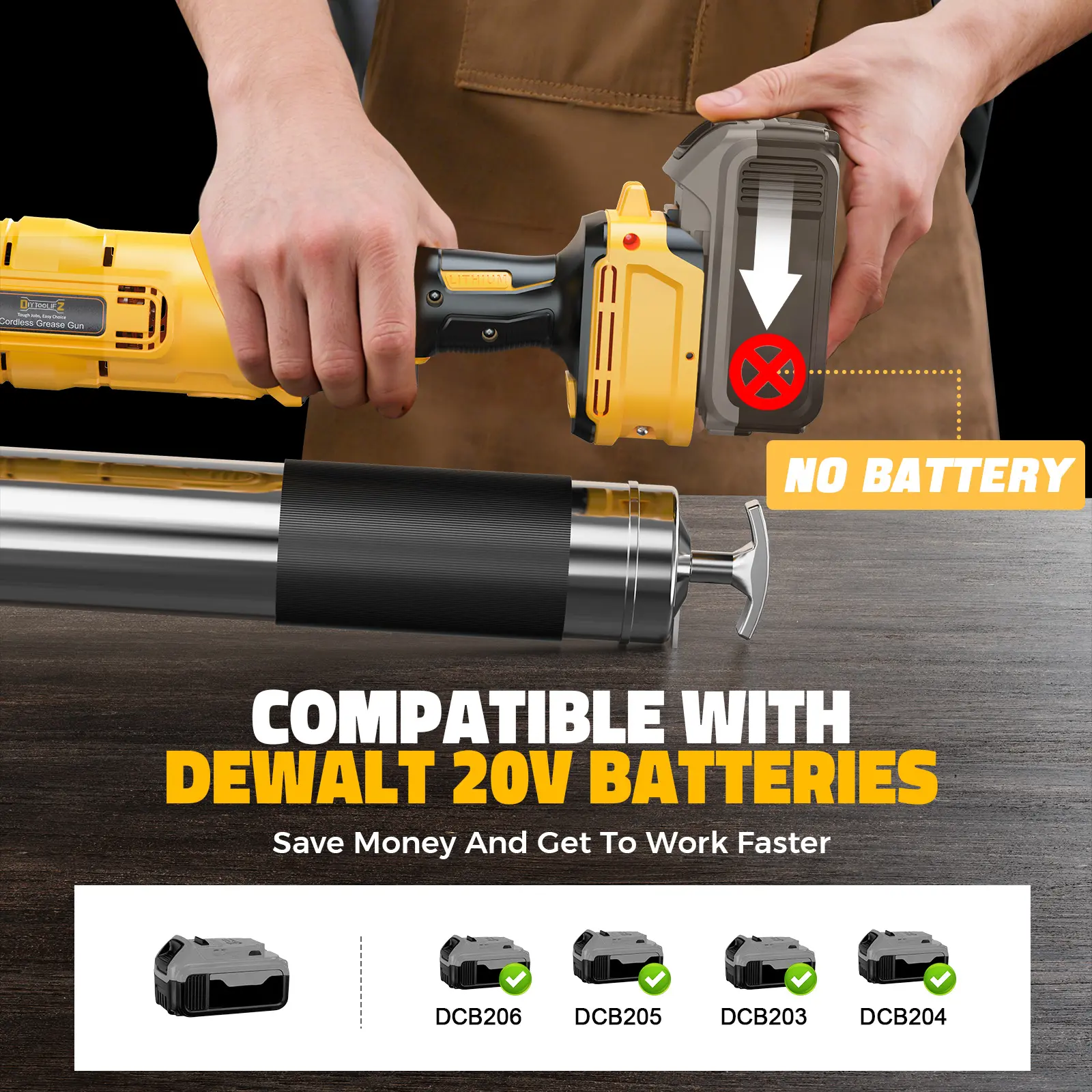 Cordless Grease Gun,12000PSI Dual Grip Grease Gun Tool,Works with Bulk & Cartridge Grease,39