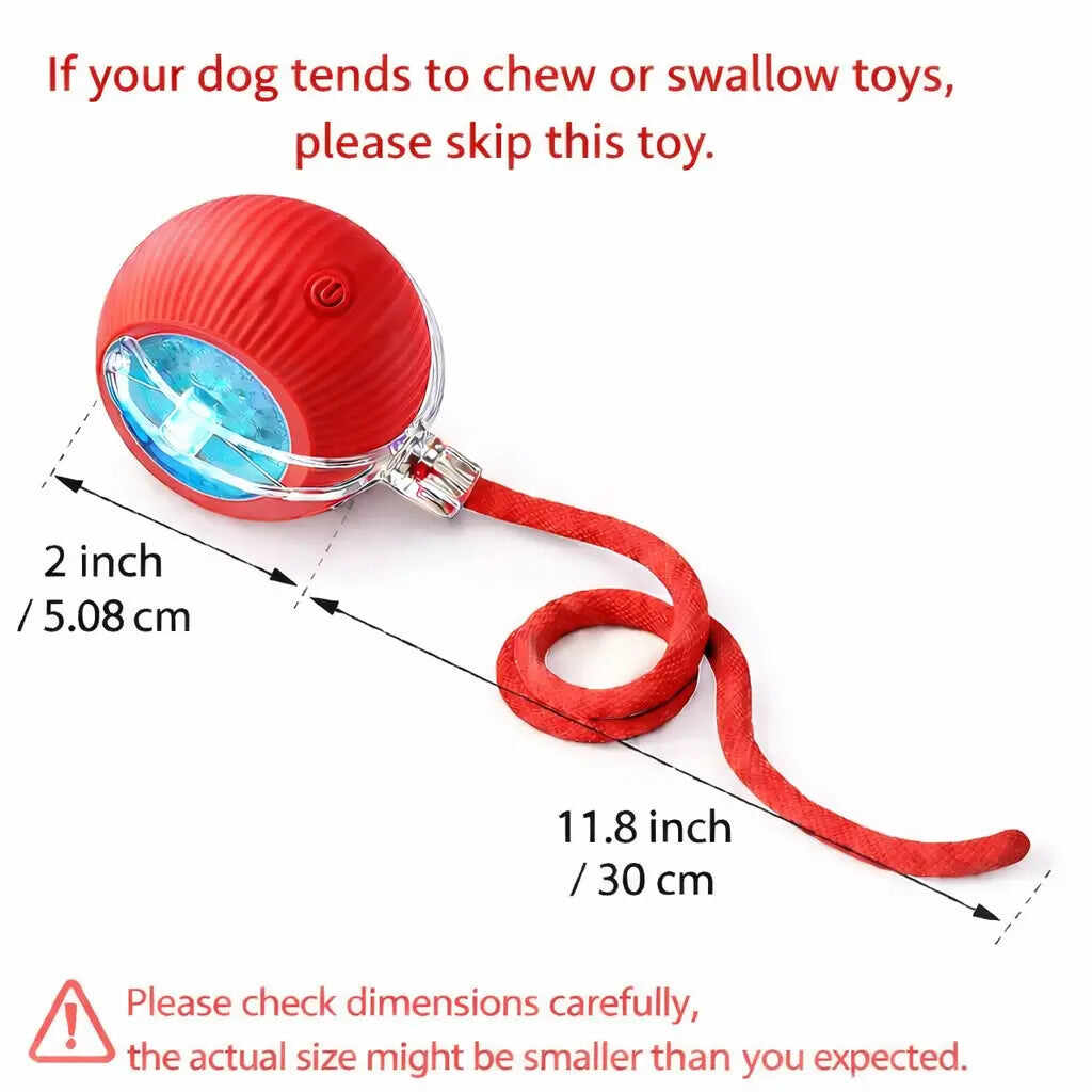 Interactive Pet Rolling Ball Toy with 2 Replaceable Tails, Automatic Dog & Cat Teaser Toy