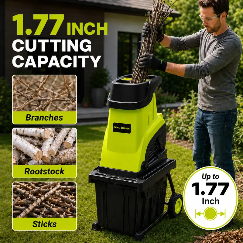 Electric Wood Chipper Shredder, 15-Amp Portable Yard Mulcher