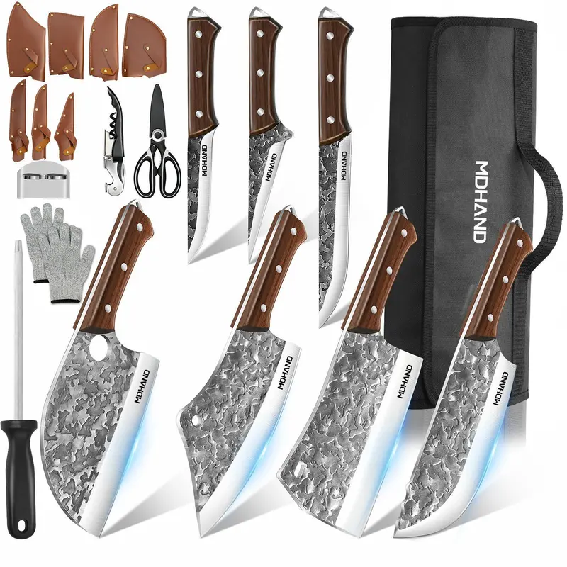 🔥 Special Offer — 14-Piece High-Carbon Stainless Steel Kitchen Knife Set with Wooden Handles & Accessories 🔪