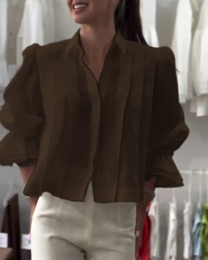 Aumora Puff Sleeve Ruffle Shirt
