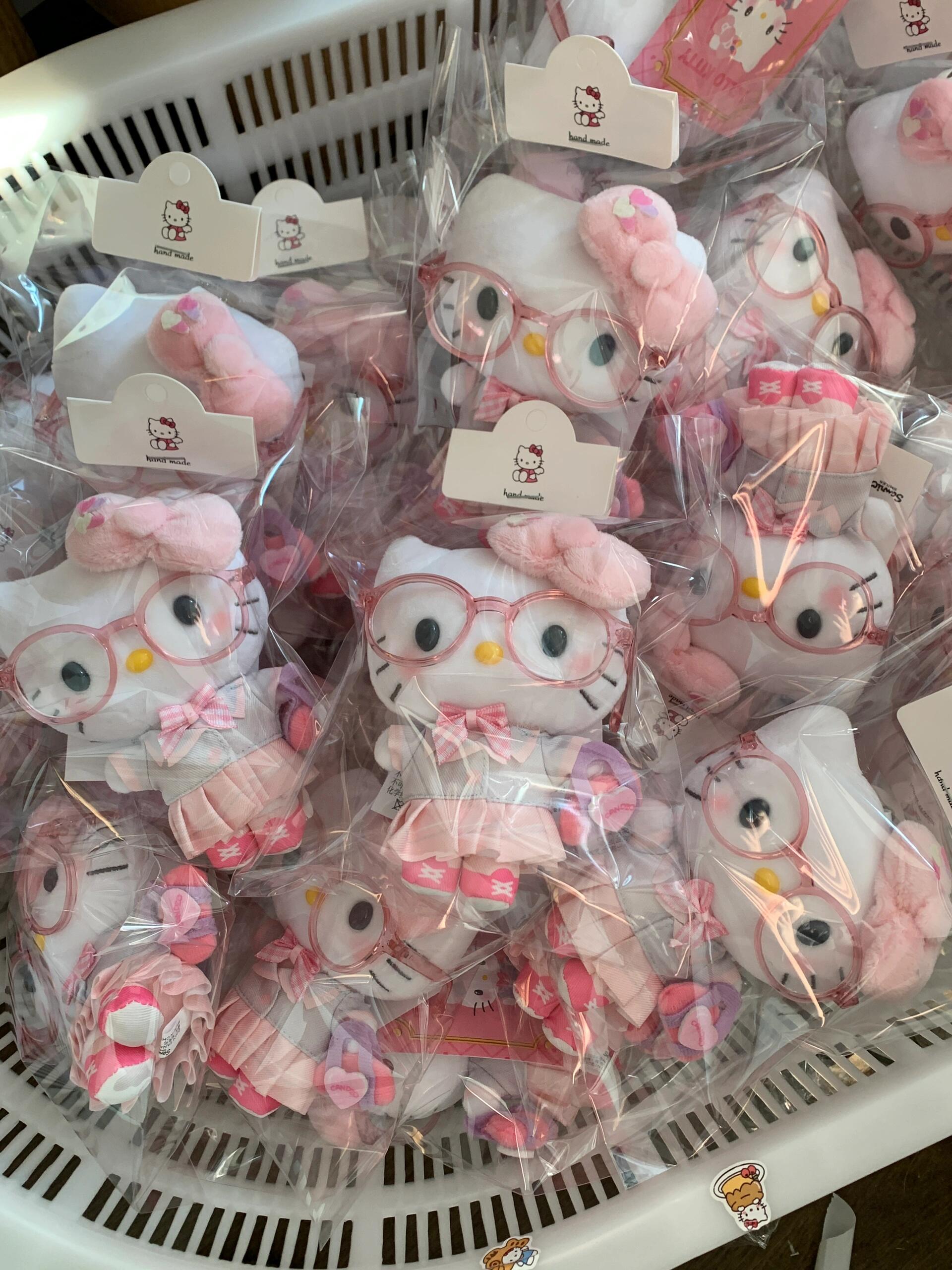 Hellokitty Pink Eyeglasses Plush Keychain