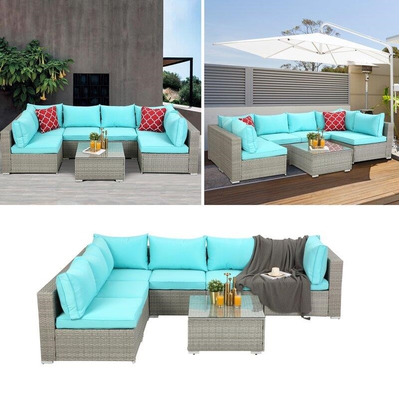 Polla Wicker/Rattan 4 - Person Seating Group with Cushions