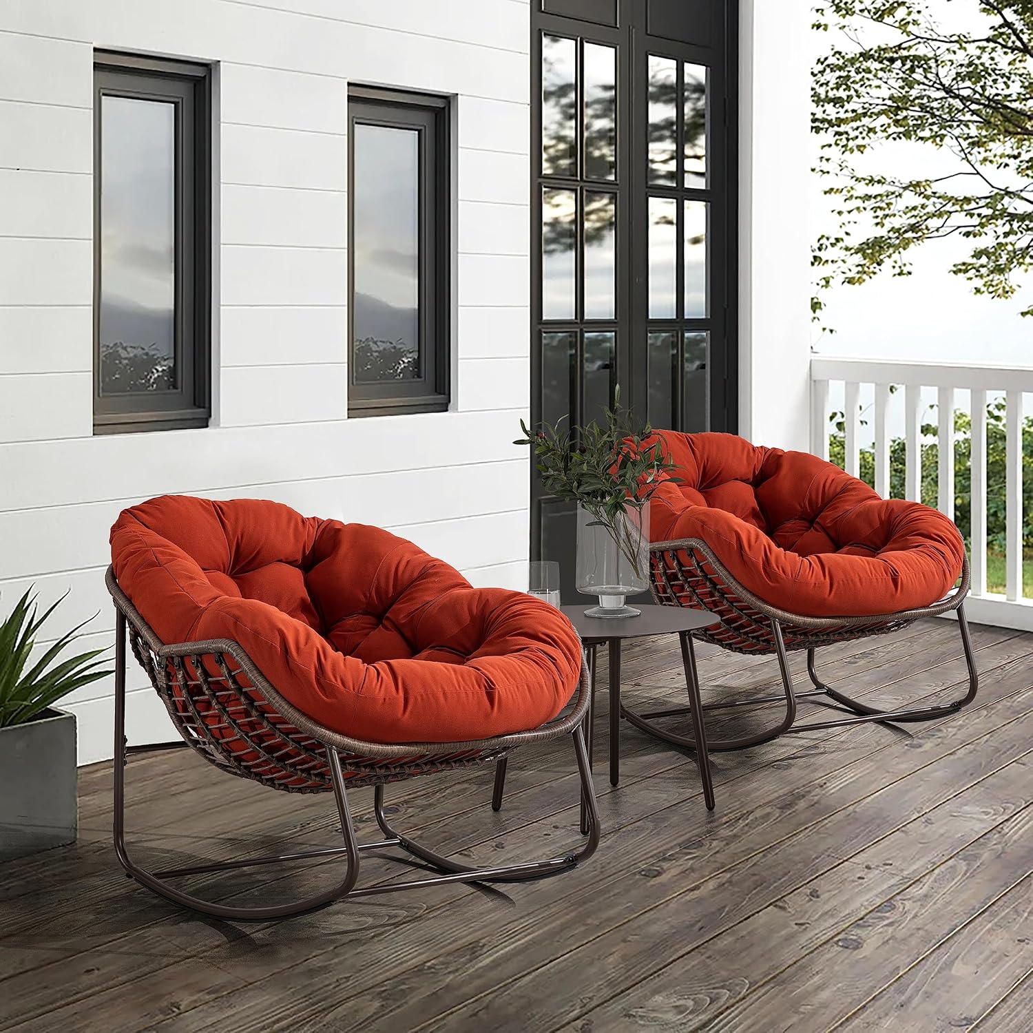 Oversized Outdoor Egg Rocking Chair with Thick Cushion – Comfortable Patio & Indoor Lounge Seating Clearance Sale