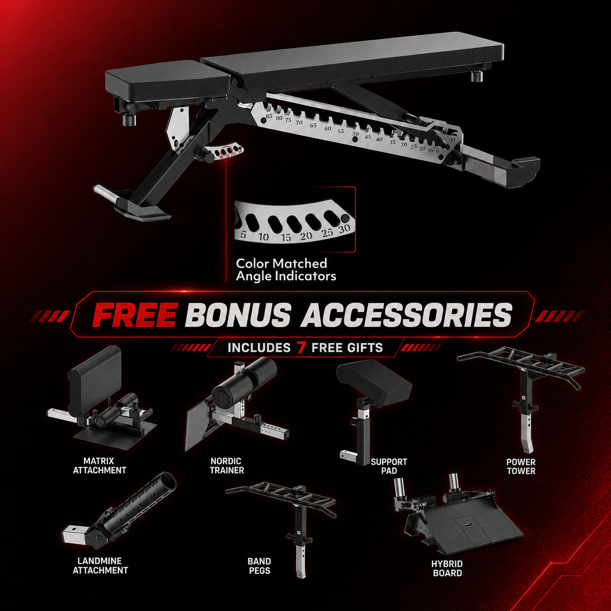 🔥 25-in-1 Adjustable Weight Bench System – Heavy-Duty Home Gym Bench with 7 FREE Training Attachments Included