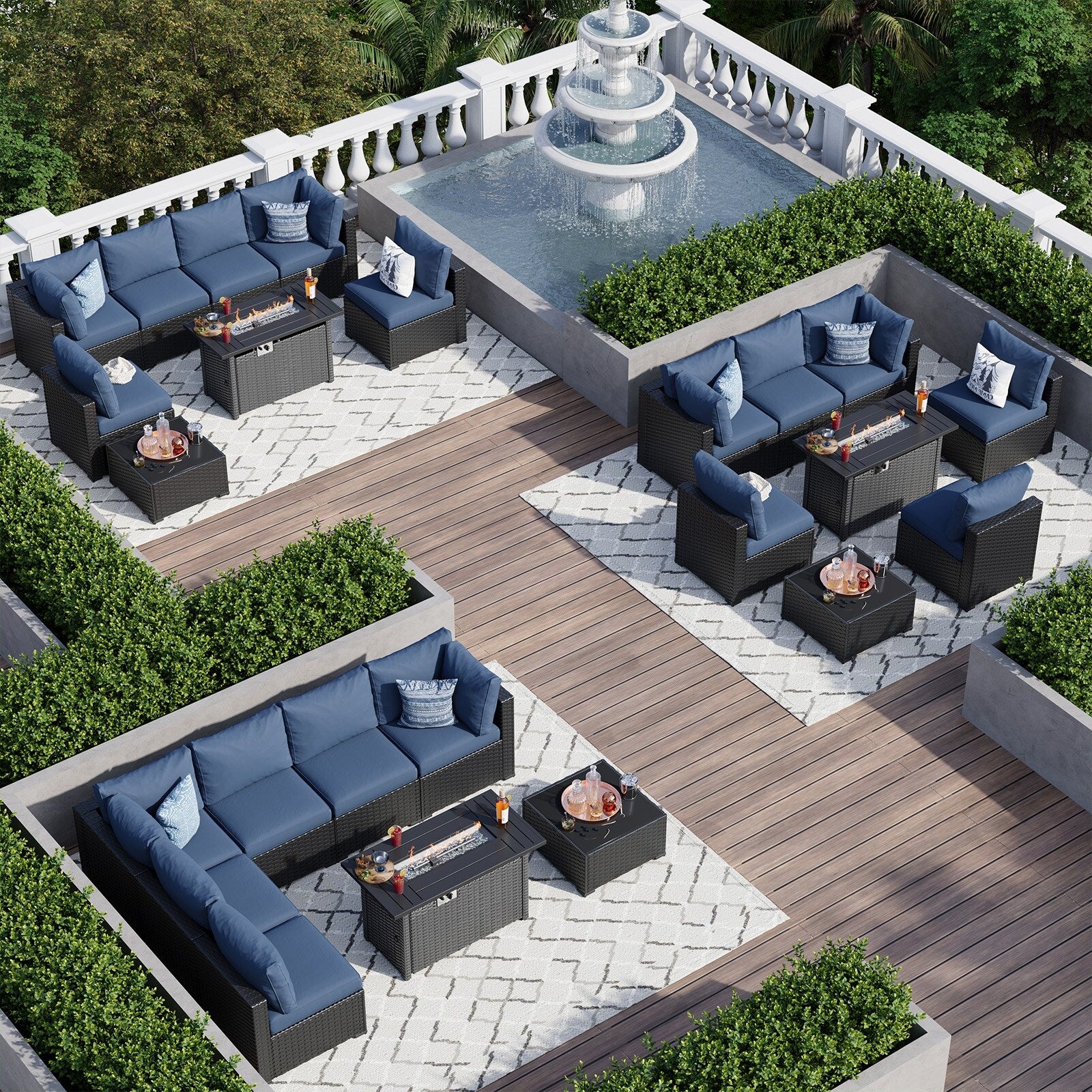 Wicker Rattan Patio Sectional Sofa Set