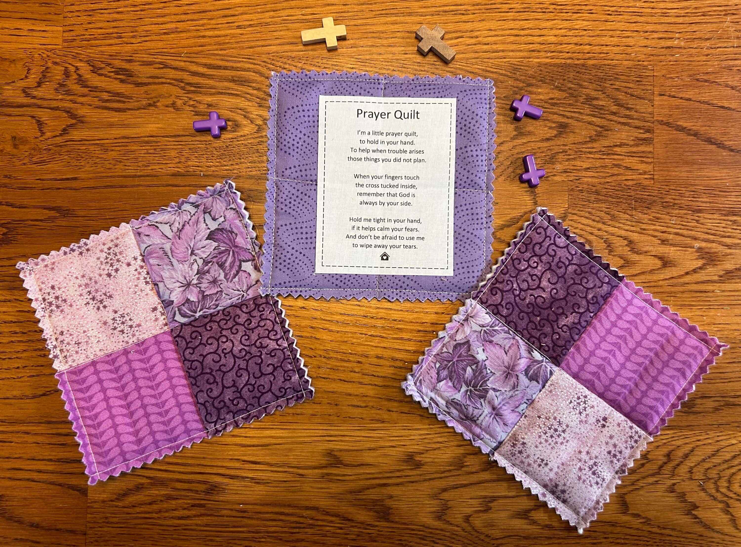 Mini Pocket Prayer Quilt with Wooden Cross