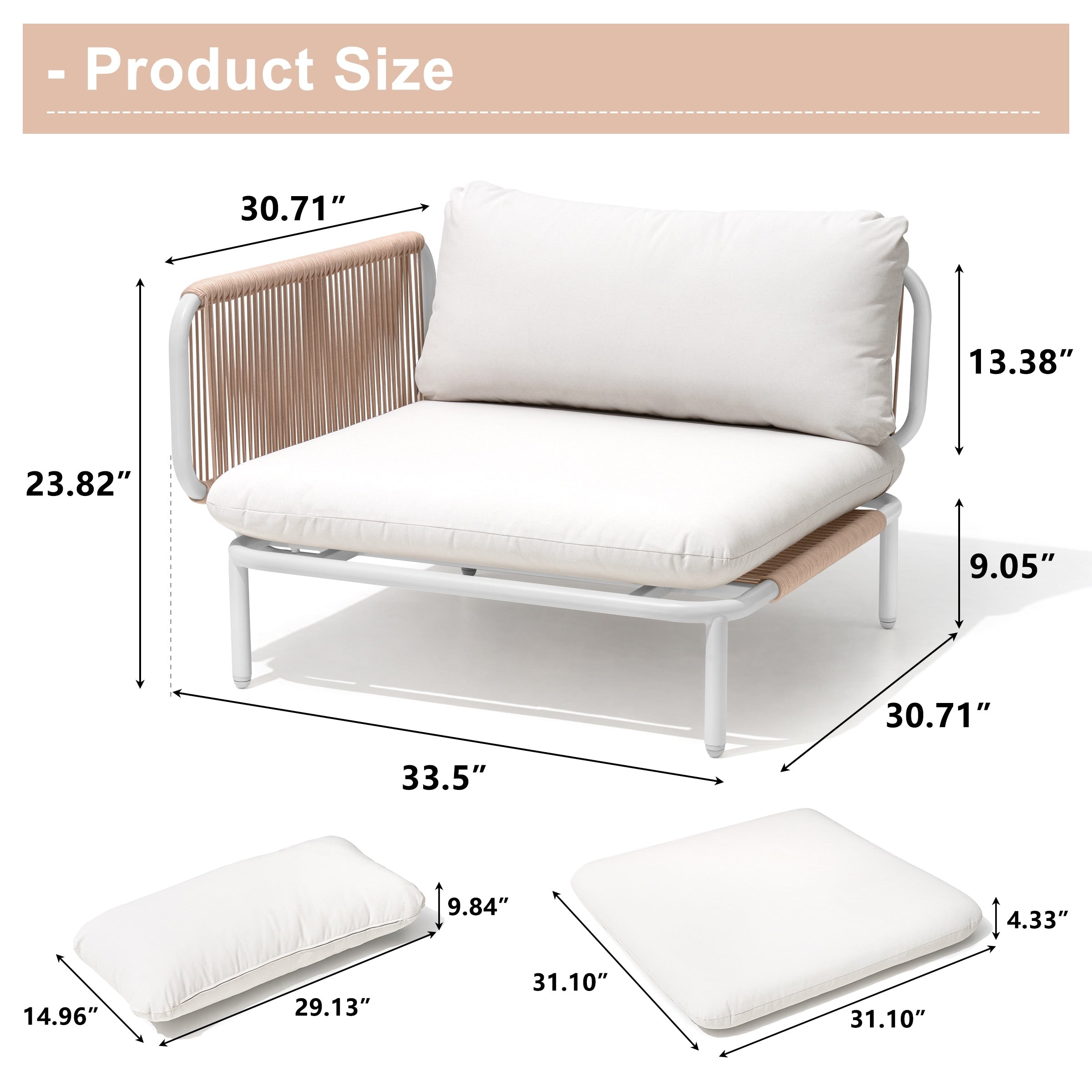 Outdoor Cushioned Sectional Sofa Chat Set Patio Furniture Conversation Set, Free Combination
