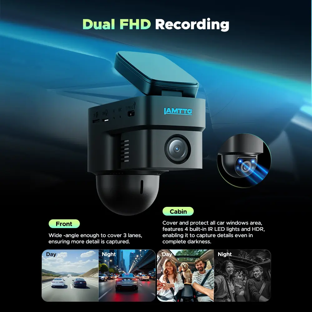 LAMTTO DC22 4G LTE OBD‑II Car Security Camera, 24/7 Live View GPS Tracking, Cloud Loop Recording with 7‑Day Free Trial