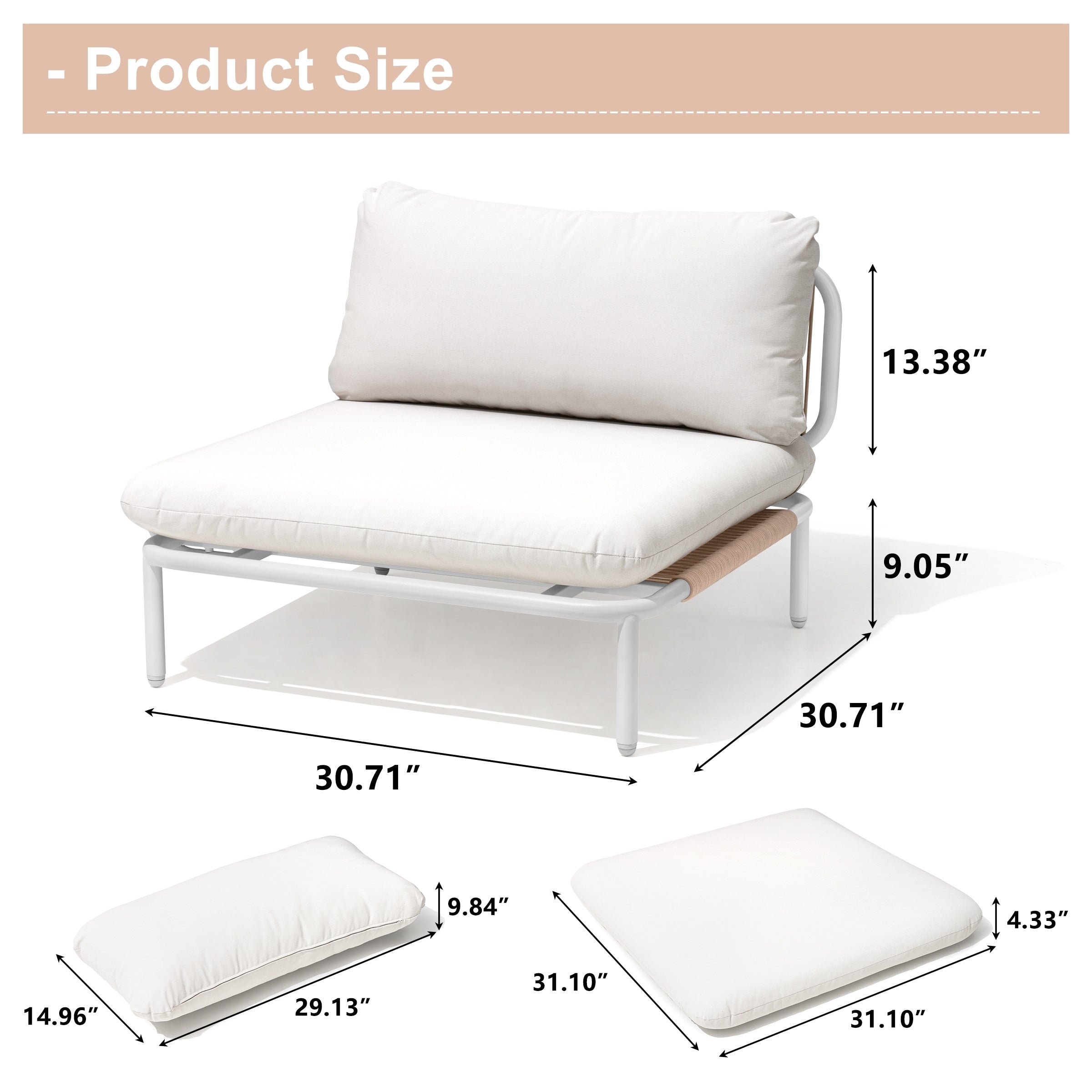 Outdoor Cushioned Sectional Sofa Chat Set Patio Furniture Conversation Set, Free Combination