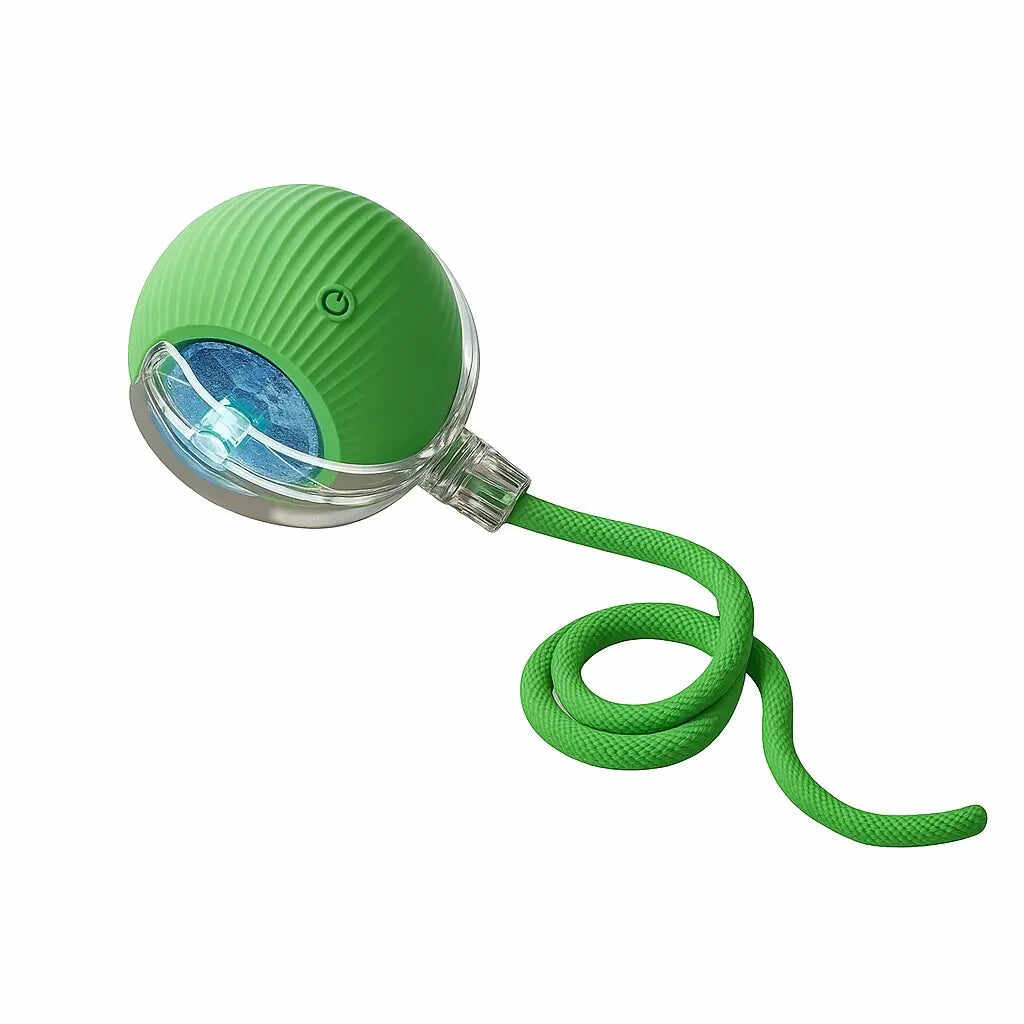Interactive Pet Rolling Ball Toy with 2 Replaceable Tails, Automatic Dog & Cat Teaser Toy