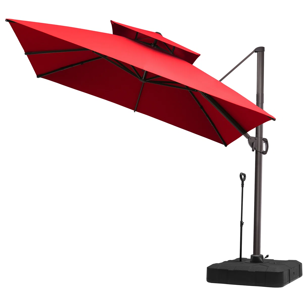 118'' Square Cantilever Umbrella with Counter Weighted Wheel Base