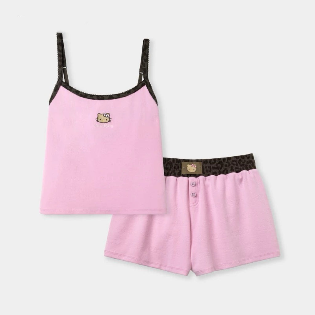Hellokitty Leopard Print Cotton Pajama Set 2 Piece