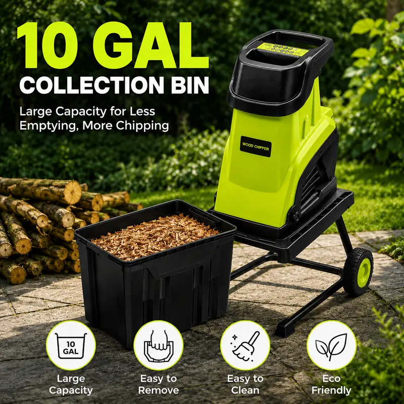 Electric Wood Chipper Shredder, 15-Amp Portable Yard Mulcher
