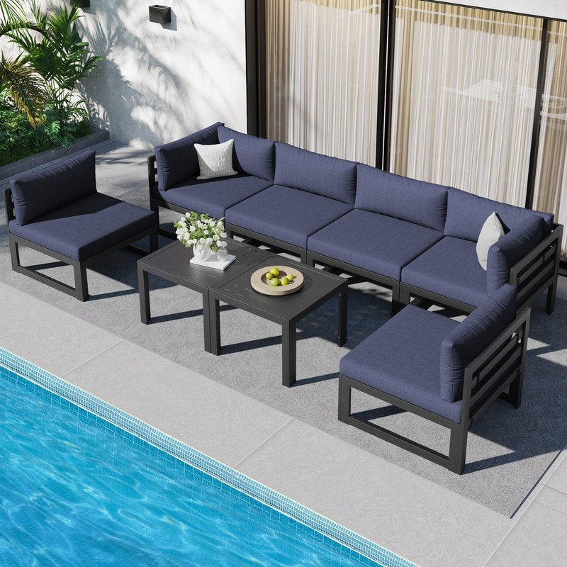 FINCATI Aluminum Outdoor Patio Furniture Conversation Sectional Sofa Set