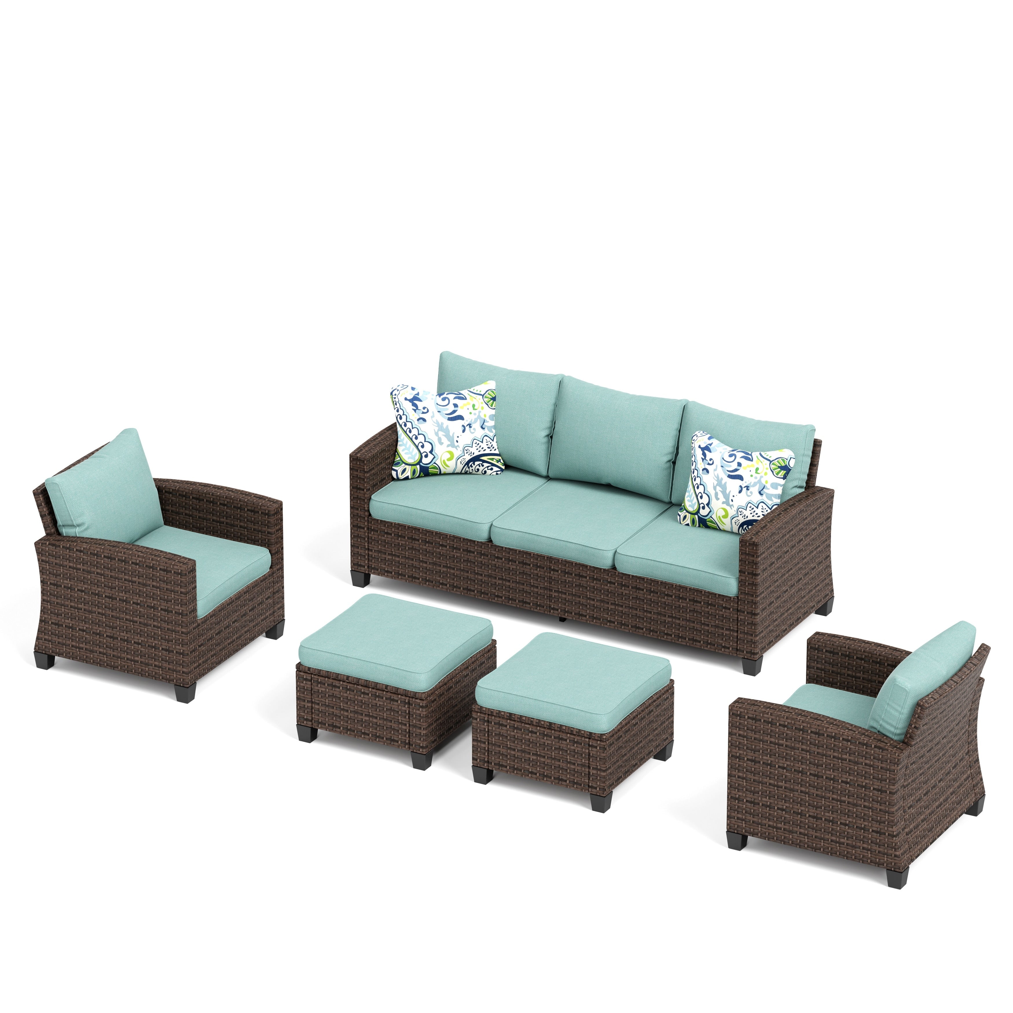5/9-Seat Patio Furniture Wicker Rattan Outdoor Deep Seating Sectional Sofa Large Conversation Set