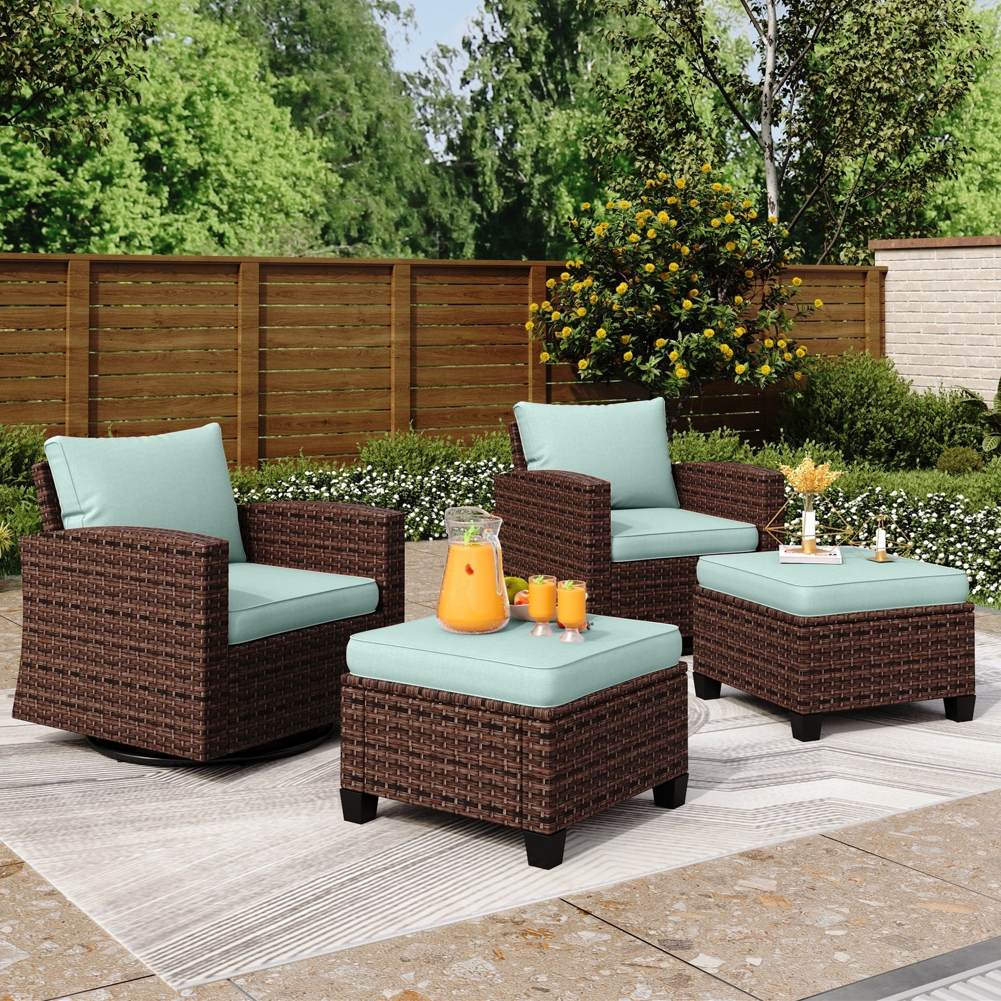 5/9-Seat Patio Furniture Wicker Rattan Outdoor Deep Seating Sectional Sofa Large Conversation Set