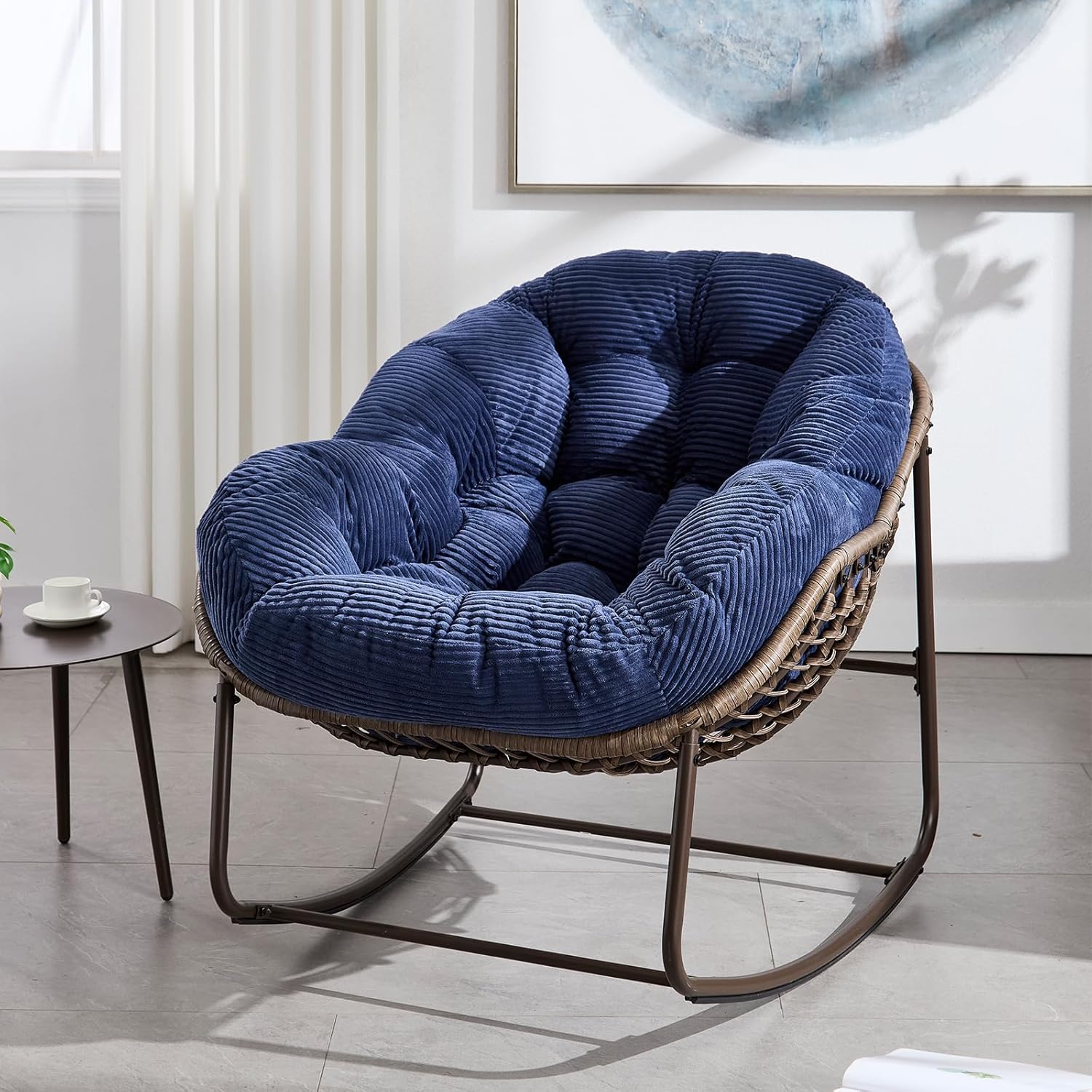 Oversized Outdoor Egg Rocking Chair with Thick Cushion – Comfortable Patio & Indoor Lounge Seating Clearance Sale