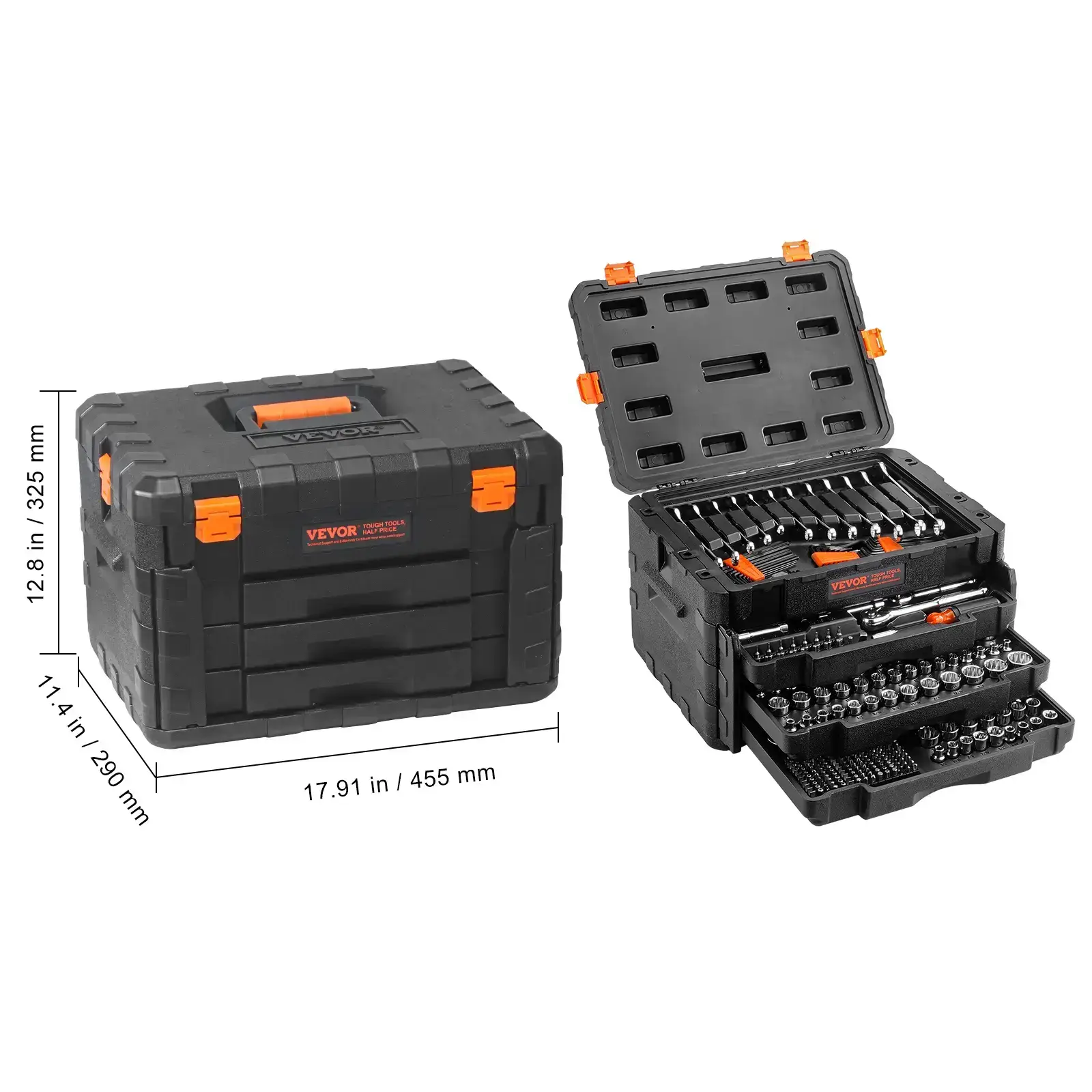 Heavy-Duty Tool Kits, 450-Pcs Automotive Tools Set with 1/4