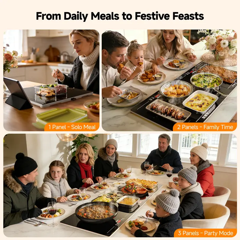 2026 47x15in Electric Warming Tray – Tempered Glass