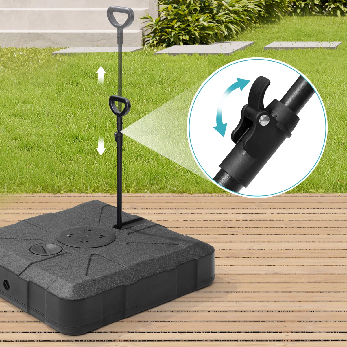 118'' Square Cantilever Umbrella with Counter Weighted Wheel Base