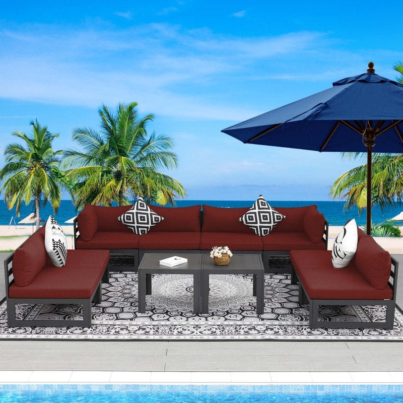 FINCATI Aluminum Outdoor Patio Furniture Conversation Sectional Sofa Set