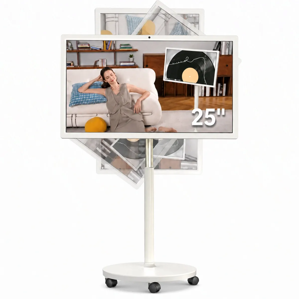 Portable Smart TV – 25” FHD Touchscreen Display with Android 14, Built‑In Battery & Rolling Stand 📺✨