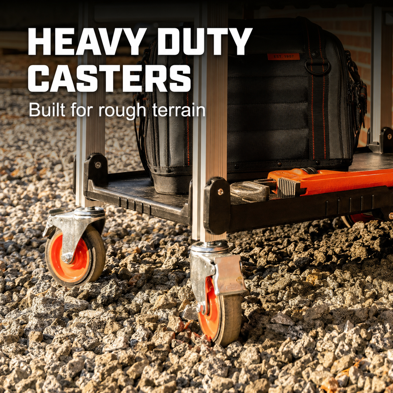 🚚Easy Carry & Storage🚚 3-Tier Foldable Jobsite Cart for Tools, Materials & Workshop Use