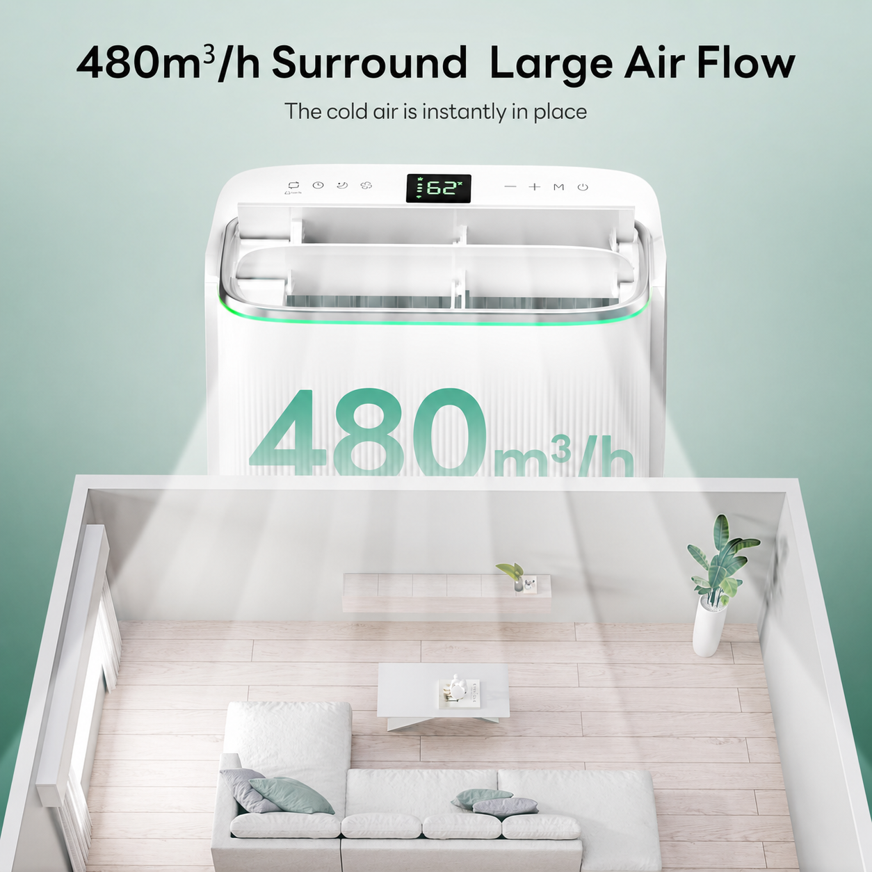 🔥Clearance Sale🔥14,000 BTU Dual Hose Portable AC – Smart Inverter Cooling for Rooms Up to 500 sq.