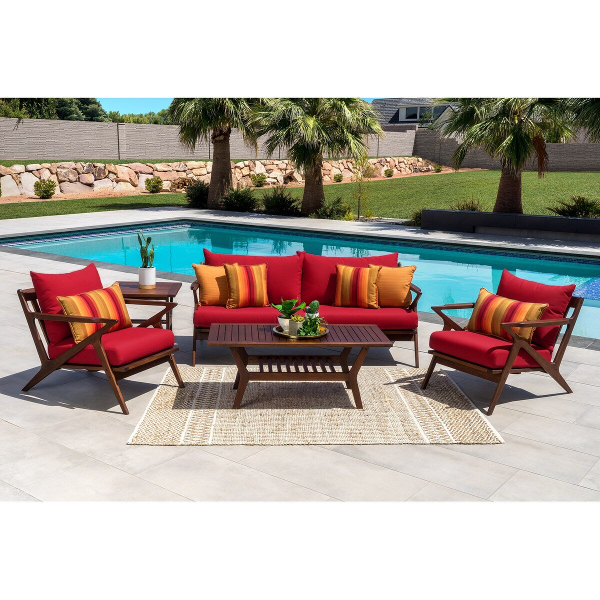 Vaughn 5 Piece Sunbrella Outdoor Patio Seating Set