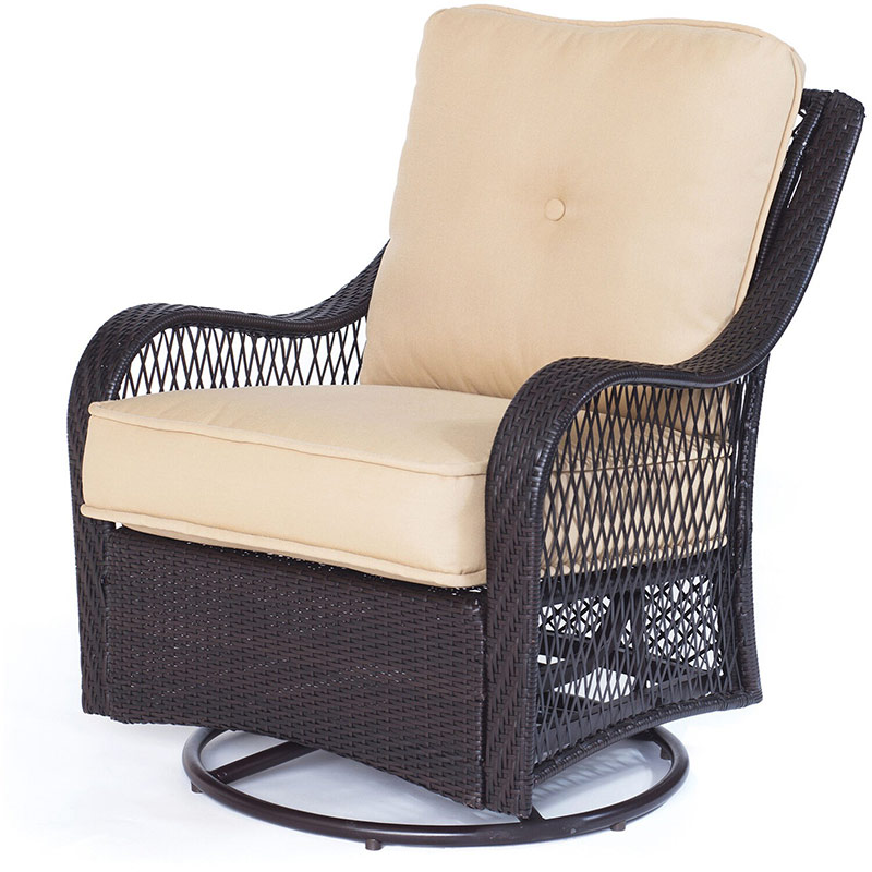 Orleans 5-Piece Fire Pit Chat Set with 4 Woven Swivel Gliders and 26 Inch Square Fire Pit Table, Autumn Berry