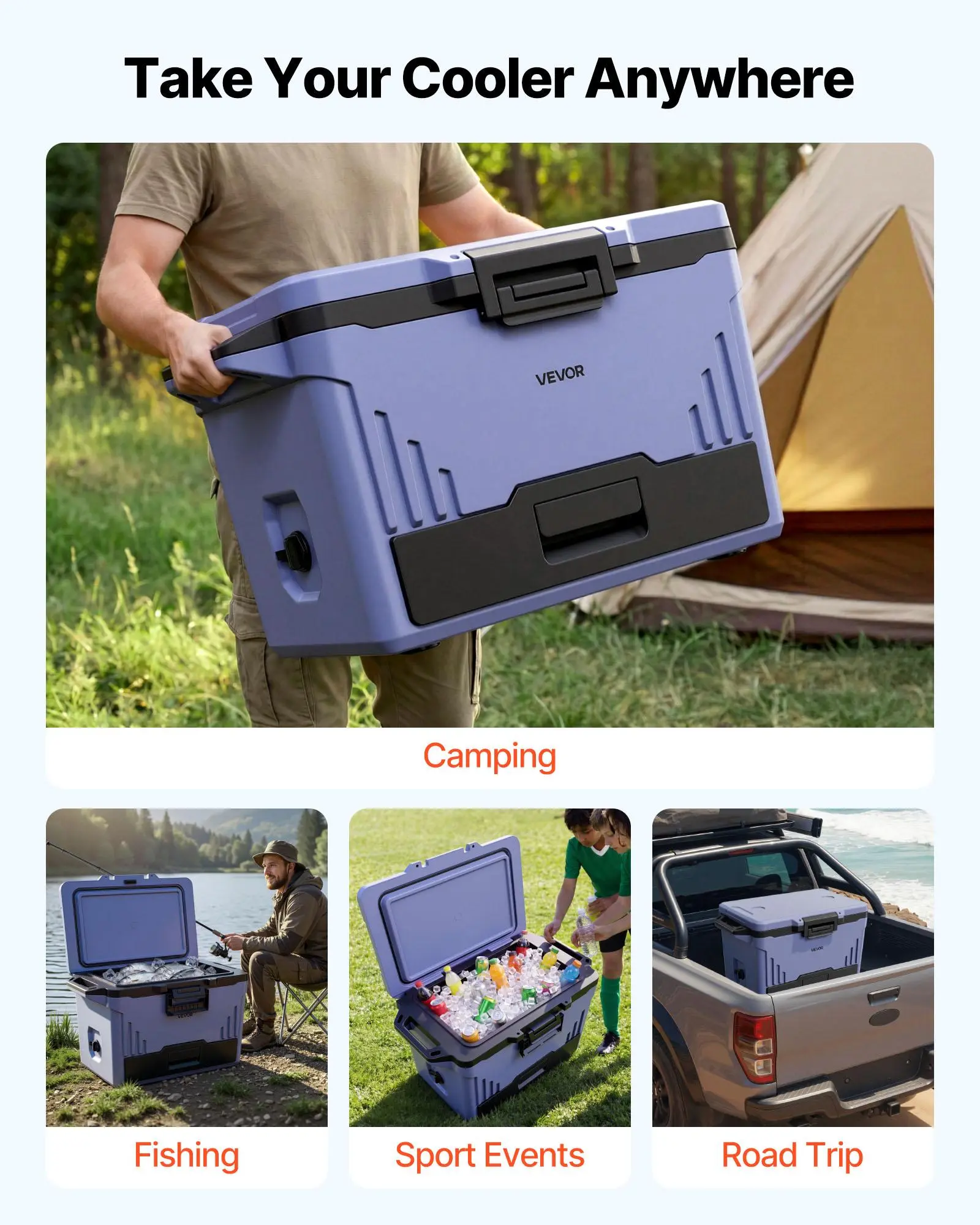50QT Portable Hard Cooler for Camping