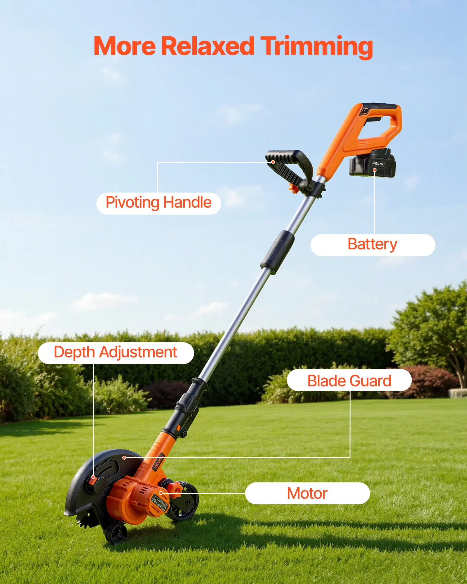 Cordless Lawn Edger, 8.8-Inch Blade