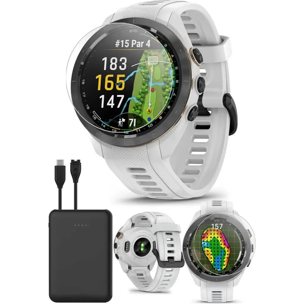 Spring Sale⛳S70 (White, 42mm) Golf GPS Watch Bundle