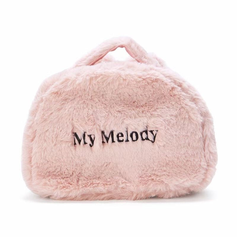 Sanrio Plush Travel Makeup Portable Storage Bag | Dividers for Cosmetics Makeup Brushes Toiletry Jewelry Digital Accessories