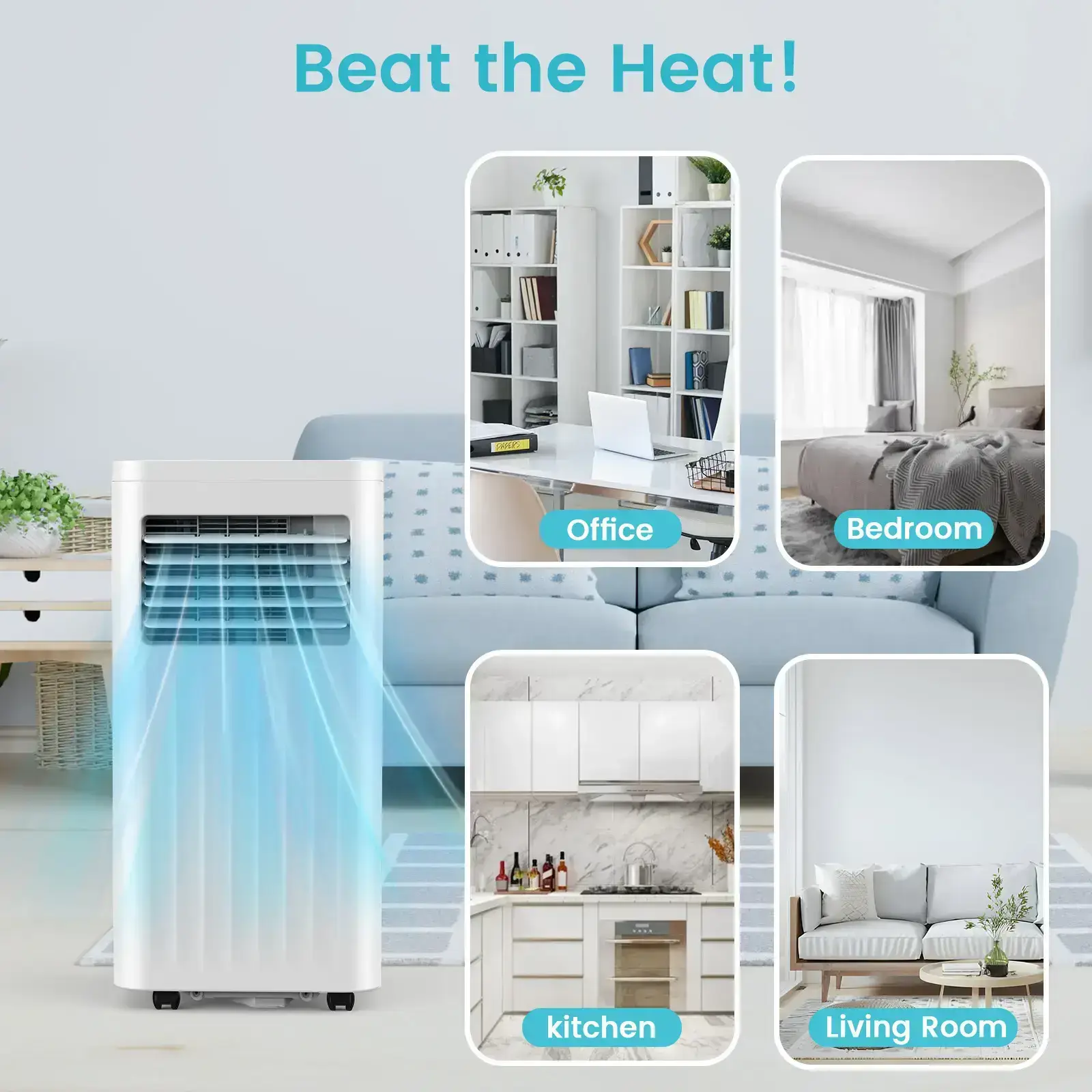 8000-10,000 BTU Portable Air Conditioner- Cool up to 350 Sq. Ft. AC with Easy-to-Use Remote Control, Digital LED Display, 24H Timer,Sleep Mode and Complete Window Installation Kit, for Bedroom,Living Room,Home Office,Apartment