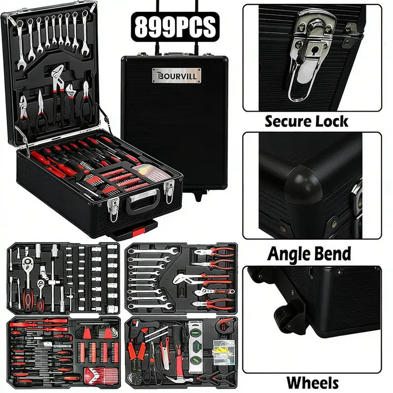 🔥Last Chance Sale🔥Bourvill 899-Piece Tool Set with Wheeled Cabinet