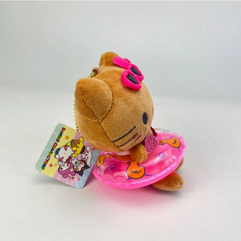 Tan Hellokitty Swimming Ring Plush Keychain｜5in/12Cm