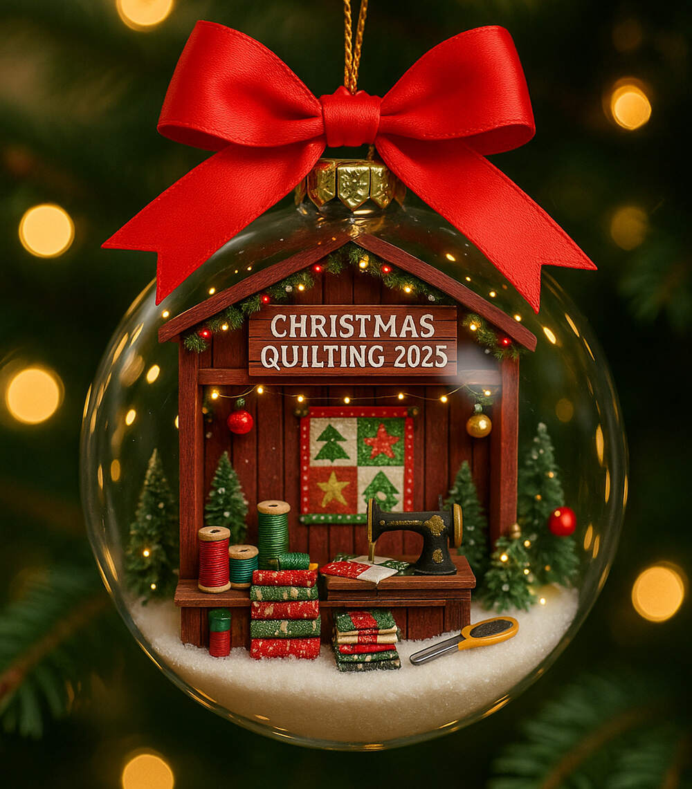 Christmas Quilting 2025 Glass Ornament
