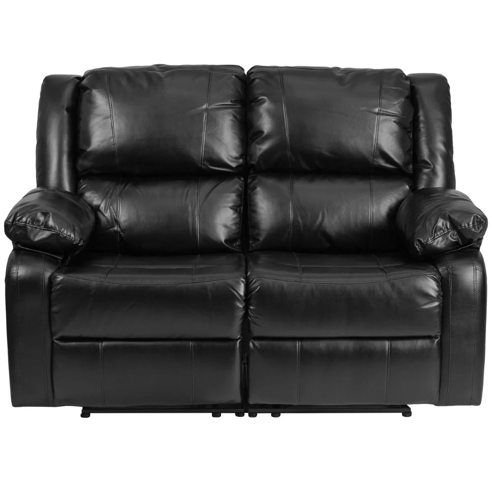 Harmony Series Reclining Loveseat with Plush Pillow-Back Cushions for Ultimate Comfort & Style - Black LeatherSoft