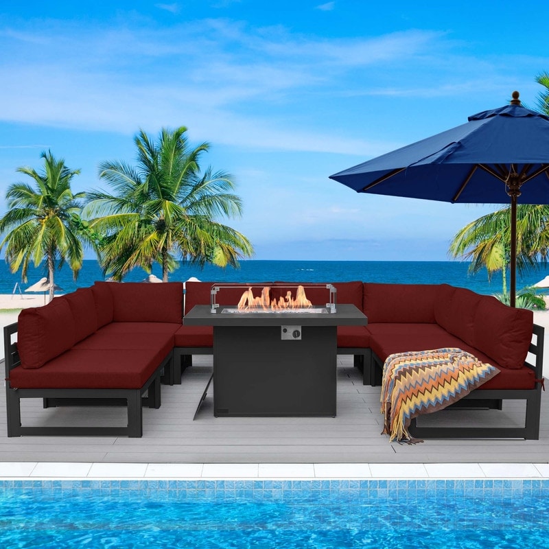 FINCATI Aluminum Outdoor Patio Furniture Conversation Sectional Sofa Set