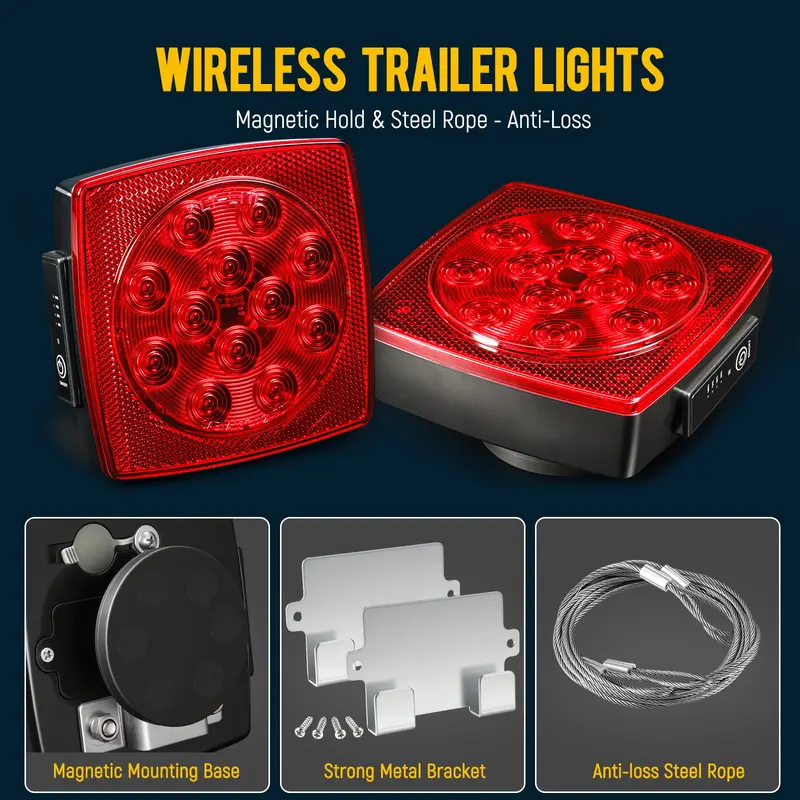 Partsam Wireless Magnetic Trailer Lights Kit for Trucks and Trailers