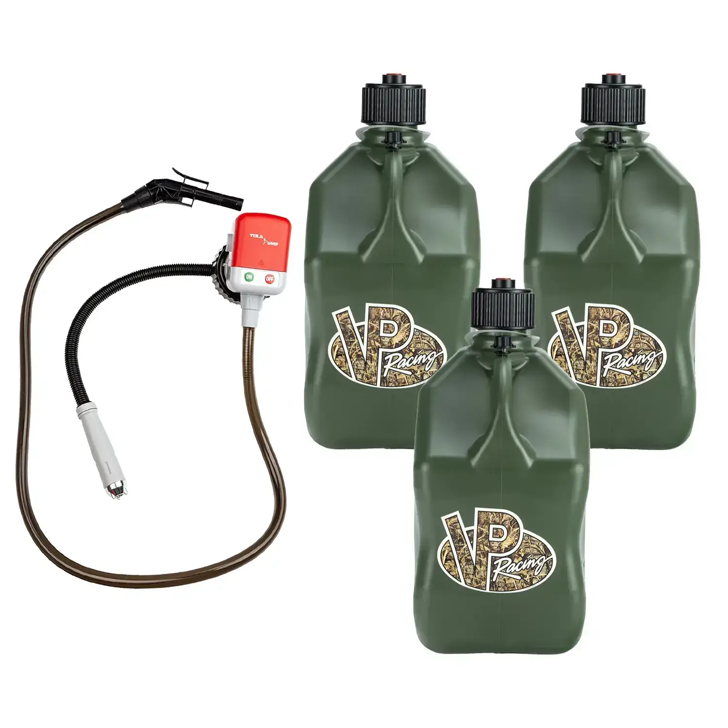 (3 PACK) Racing Fuels Utility Jug + (1) Fluid Transfer Pump, Tera Pump, Battery Liquid Transfer, Cordless Water Transfer Outdoor Power Equipment, Motorsports,  Efficiency,  Convenience