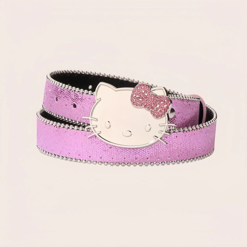 Hellokitty Rhinestone Belt Y2k Belt Cowgirl Leather Belt