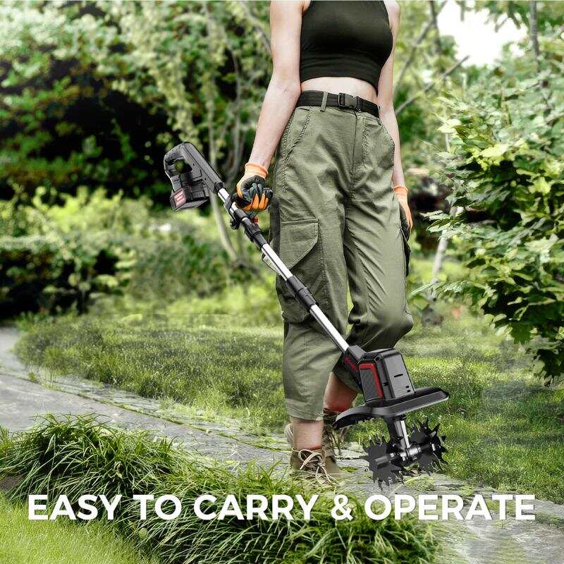 20V Electric Tiller, 360 RPM, With 2×4.0AH Batteries & Charger, 9 inch Width, 6.6 inch Depth, 48 Steel Tines Rototiller for Lawn/Gardening/Soil Cultivation