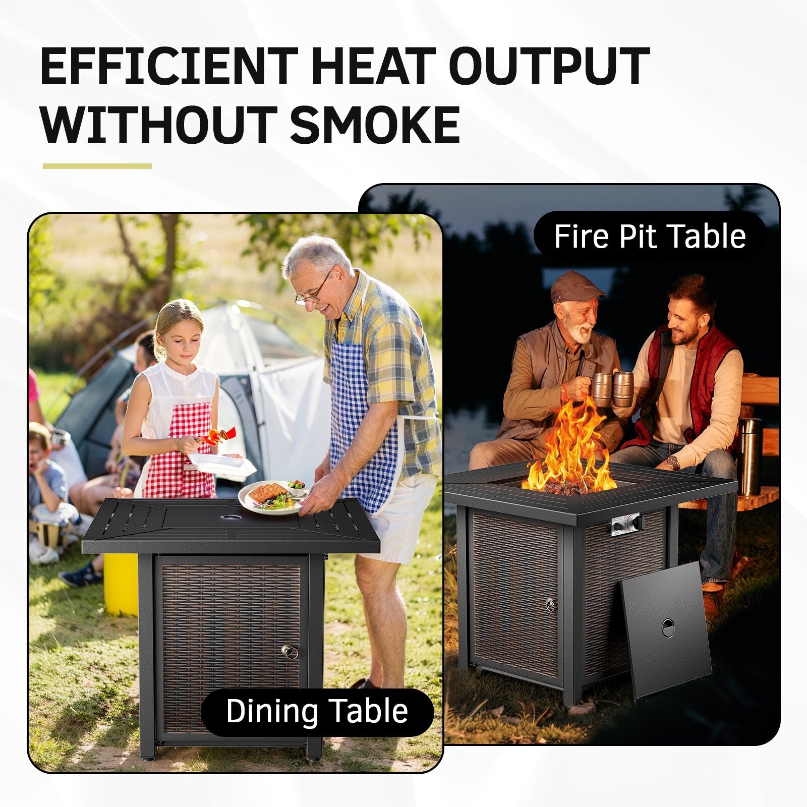 Outdoor Patio Chair with Fire Pit Table Set