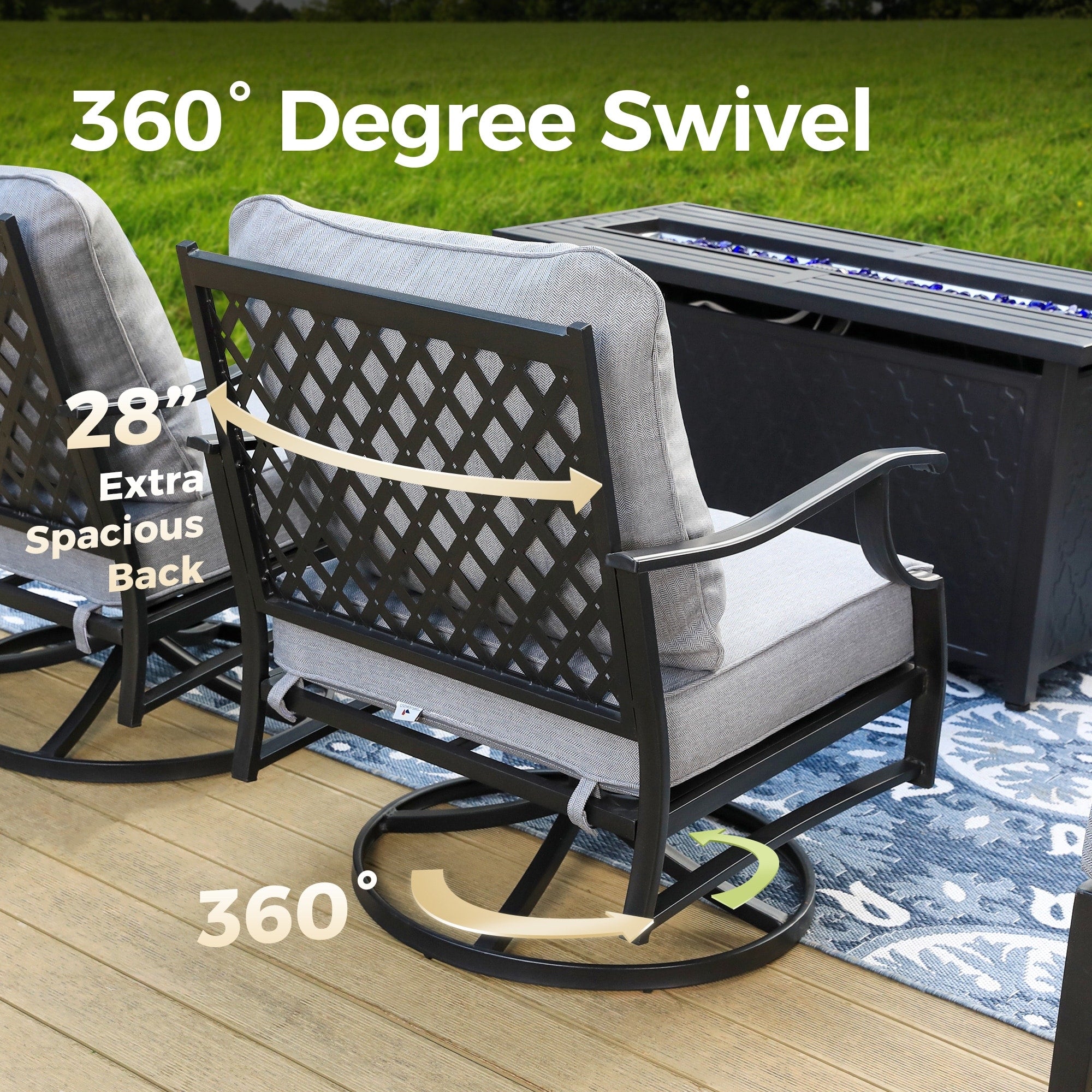 MAISON ARTS Outdoor Sofa Set 4/6-Piece Patio Conversation Set with 45'' Gas Fire Pit Table