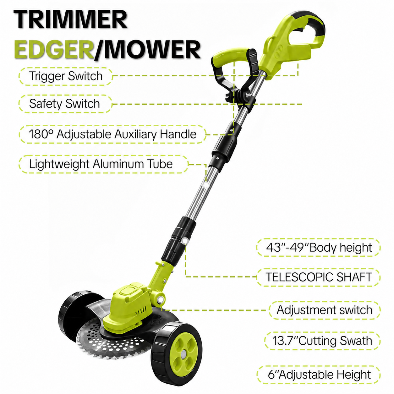 🔥 Flash Sale🔥 | Cordless Lawn Mower & Trimmer with 2 Batteries – Lightweight Garden Tool