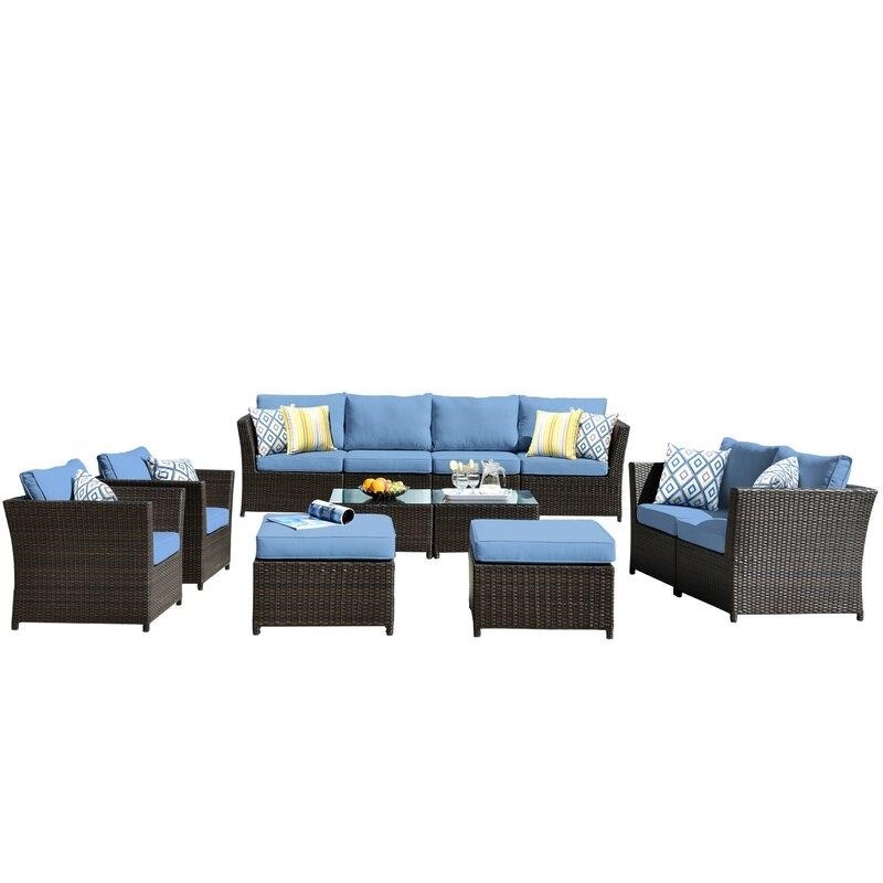 Cassville Wicker/Rattan 10 - Person Seating Group with Cushions