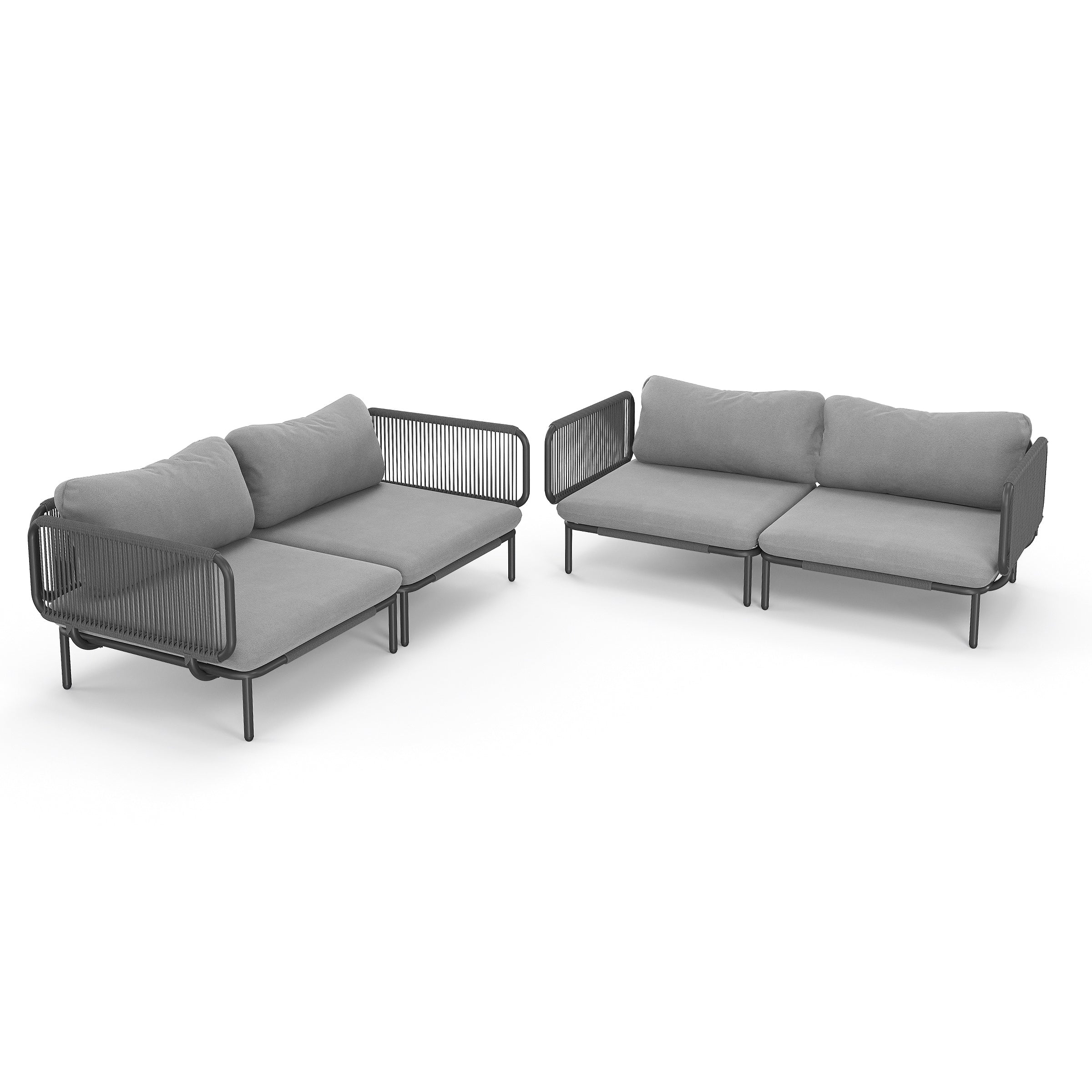 Outdoor Cushioned Sectional Sofa Chat Set Patio Furniture Conversation Set, Free Combination